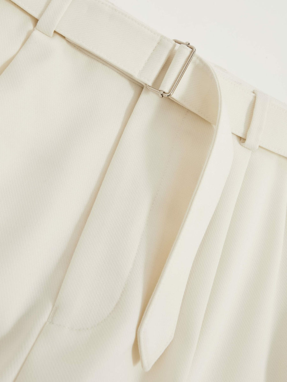 Reiss | Wool-Blend Belted Pleated Trousers Regular-Fit in White
