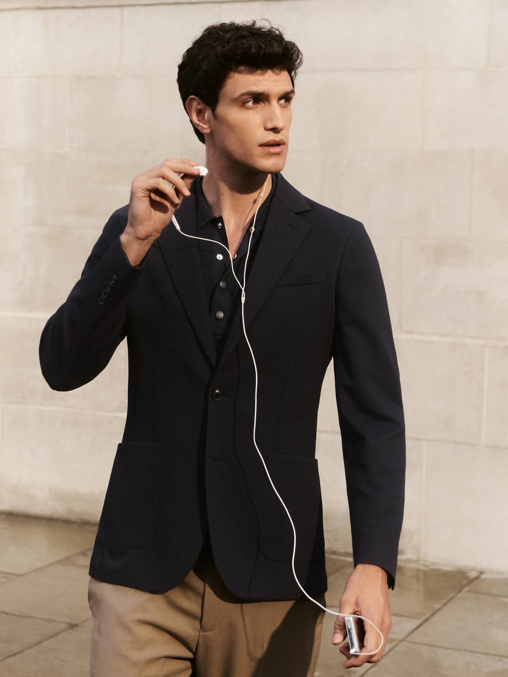 Reiss | Slim-Fit Single-Breasted Jersey Suit Blazer in Navy