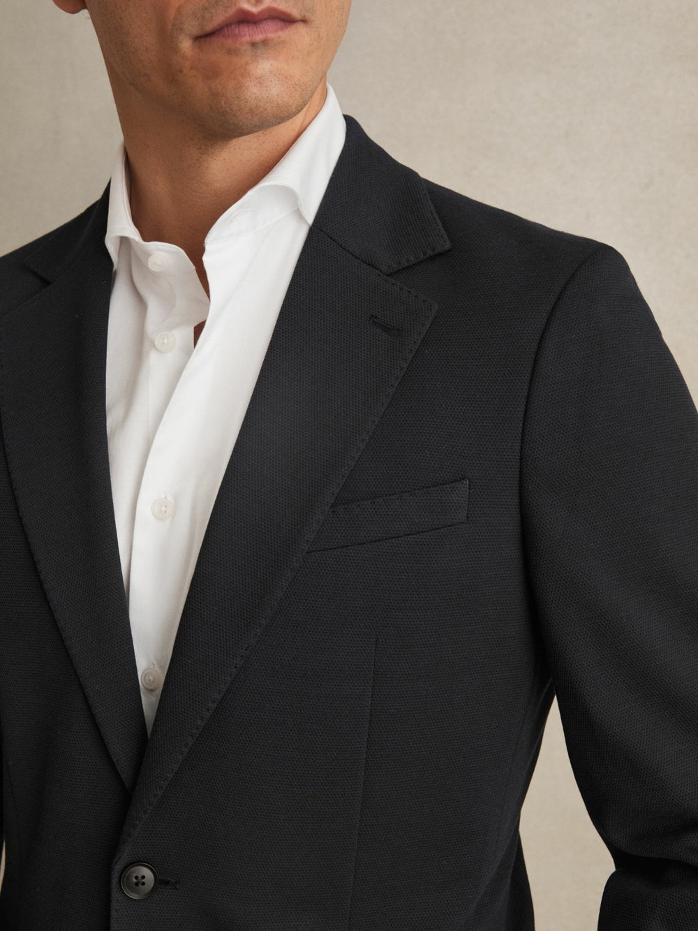 Reiss | Slim-Fit Single-Breasted Jersey Suit Blazer in Navy