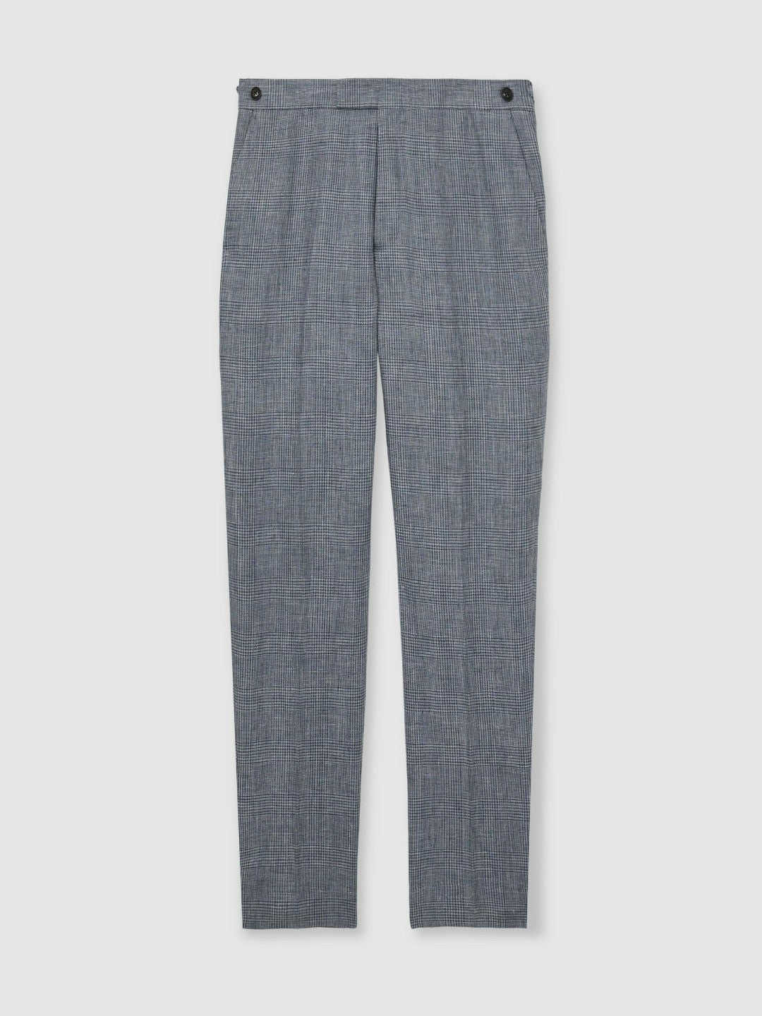 Reiss | Slim Fit Linen Check Suit Trousers in Soft Blue