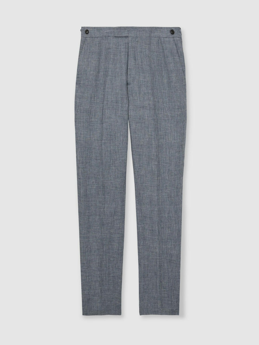 Reiss | Slim Fit Linen Check Suit Trousers in Soft Blue