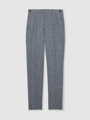 Reiss | Slim Fit Linen Check Suit Trousers in Soft Blue