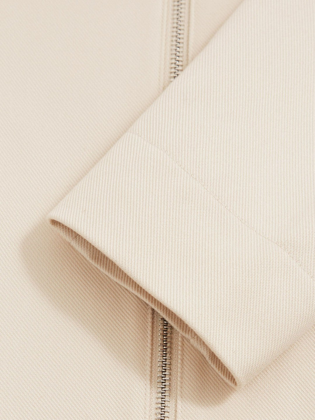Reiss | Lyocell-Cotton Zip-Through Twill Jacket in Ecru