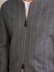 Reiss | Wool-Blend Chalk-Stripe Bomber Jacket in Grey