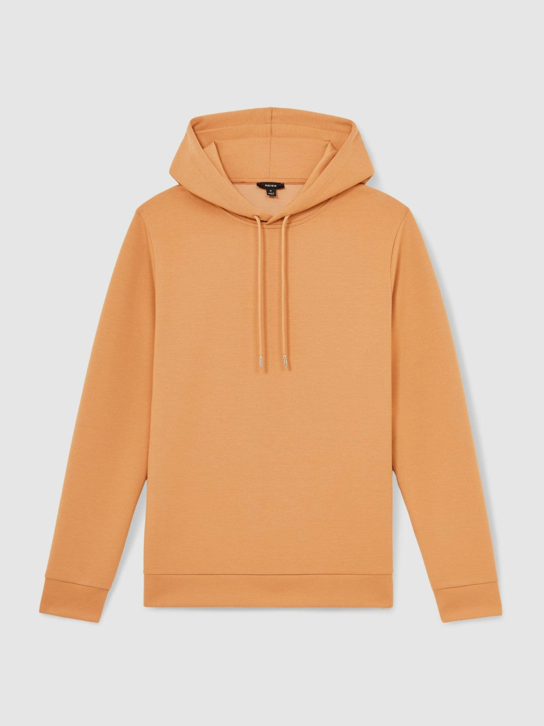 Reiss | Interlock Jersey Drawstring Hoodie in Light Camel Brown
