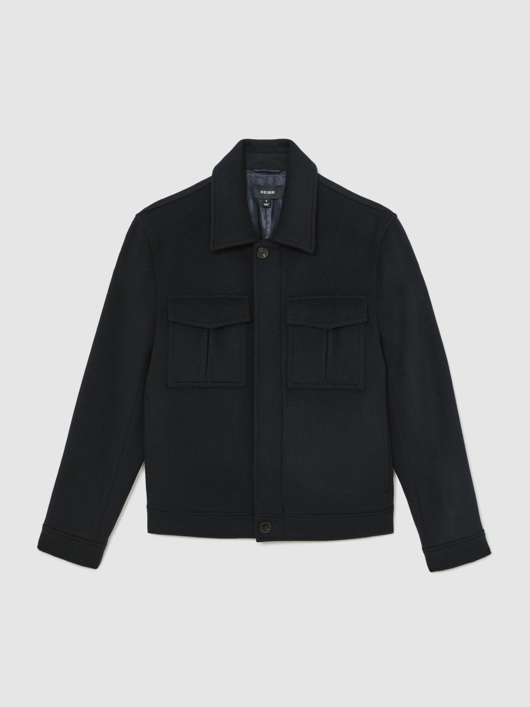 Reiss | Wool Blend Twin Pocket Zipped Jacket in Navy