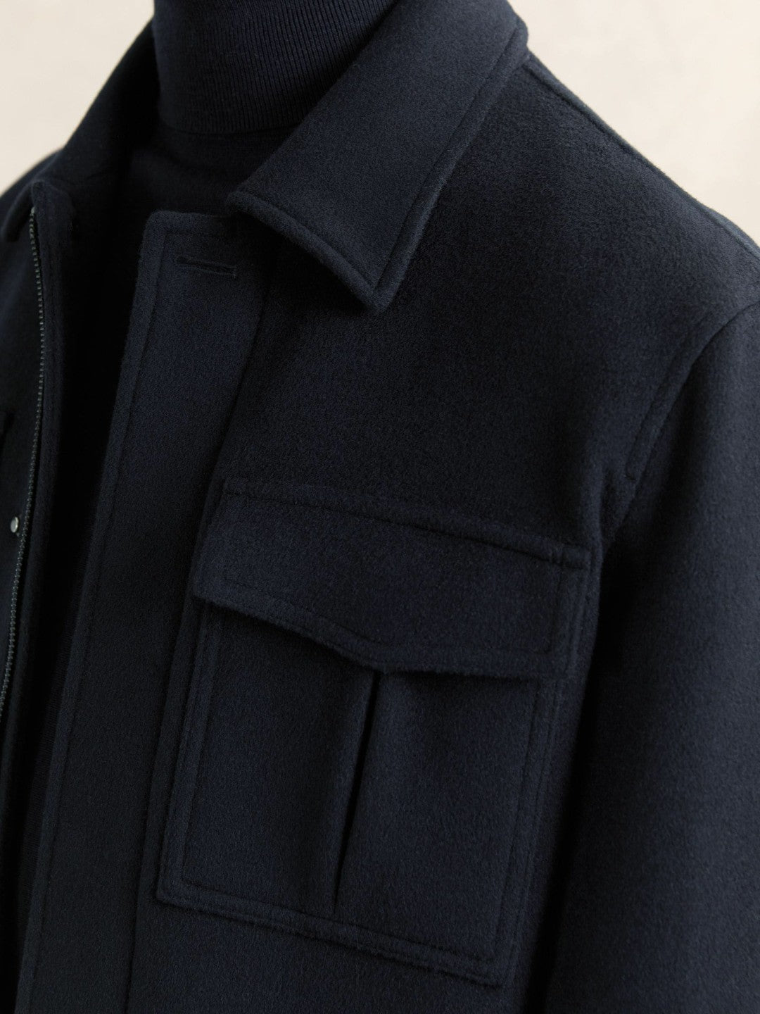 Reiss | Wool Blend Twin Pocket Zipped Jacket in Navy