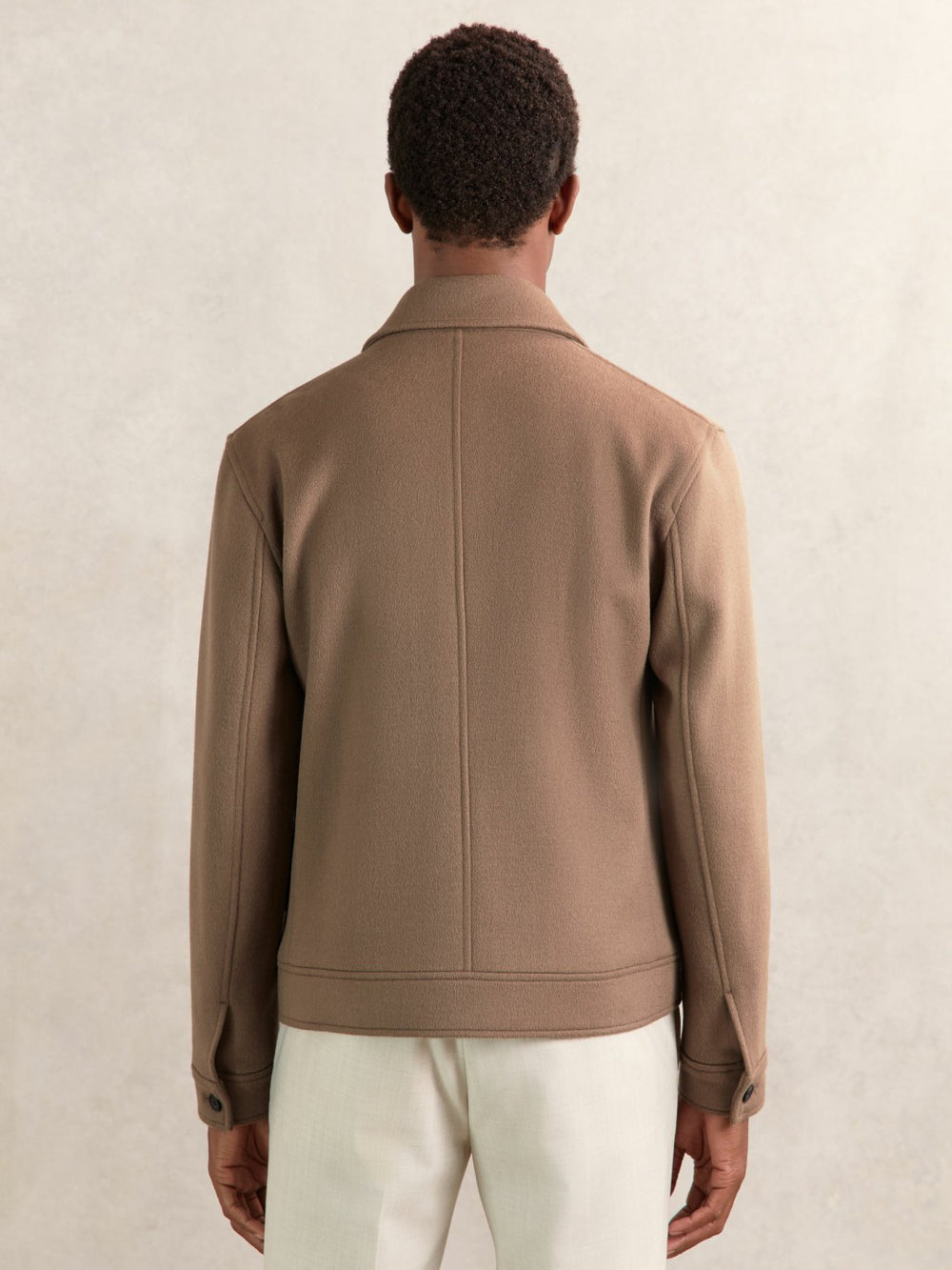 Reiss | Wool Blend Twin Pocket Zipped Jacket in Dark Brown