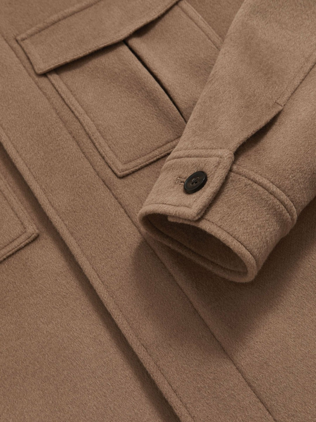Reiss | Wool Blend Twin Pocket Zipped Jacket in Dark Brown
