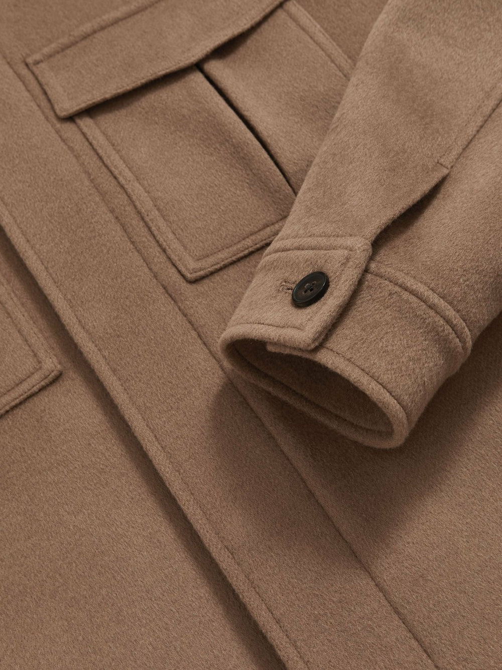 Reiss | Wool Blend Twin Pocket Zipped Jacket in Dark Brown