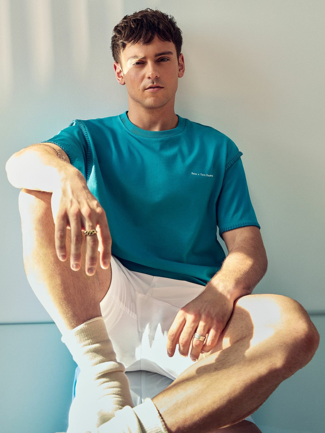 Reiss | | Tom Daley Graphic-Print T-Shirt in Teal Green