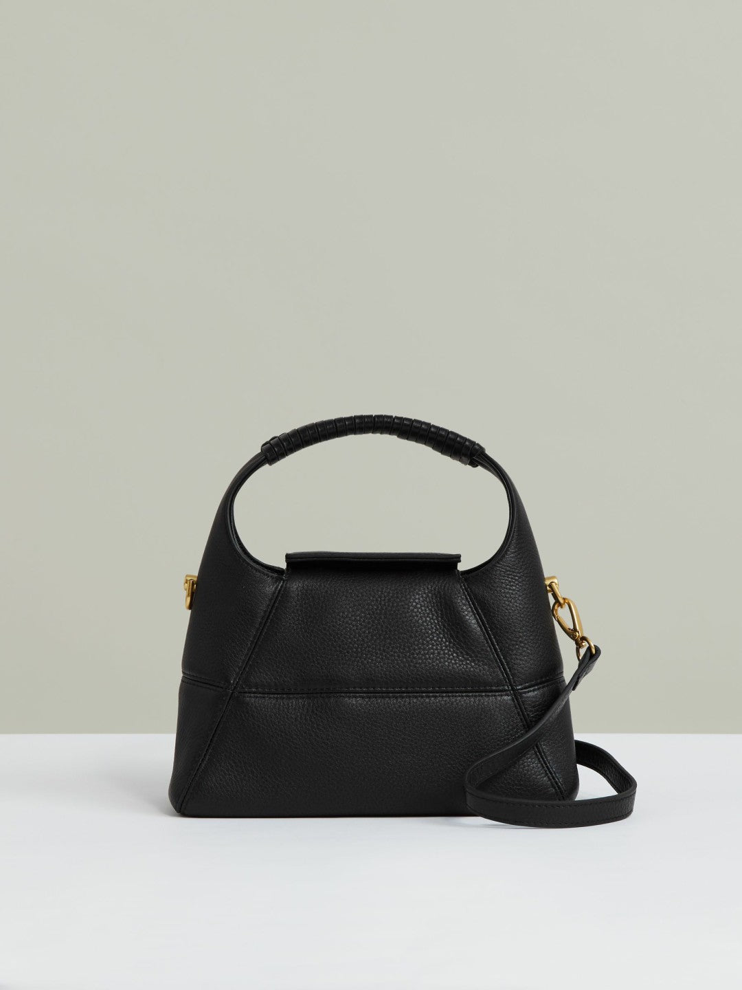 Reiss | Grained-Leather Shoulder Bag in Black