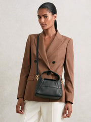 Reiss | Grained-Leather Shoulder Bag in Black