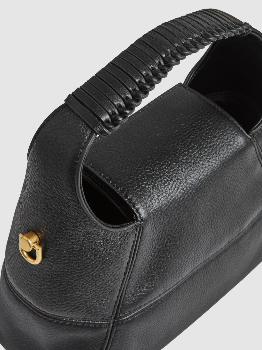 Reiss | Grained-Leather Shoulder Bag in Black