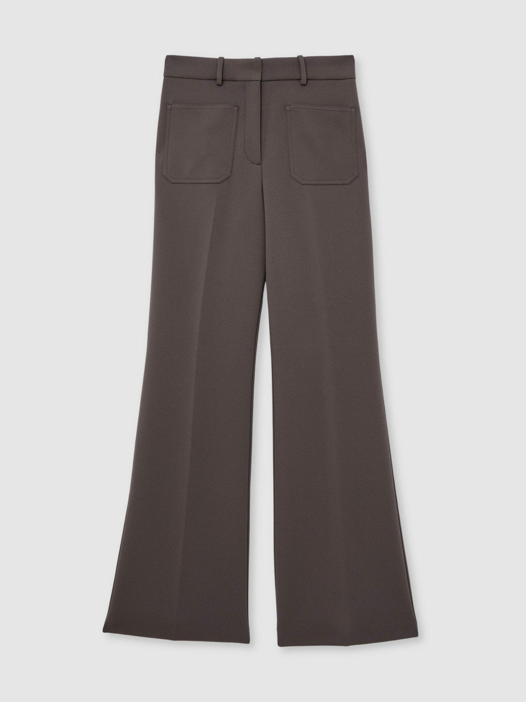 Reiss | Twill Patch-Pocket Flared Trousers in Mauve Neutral