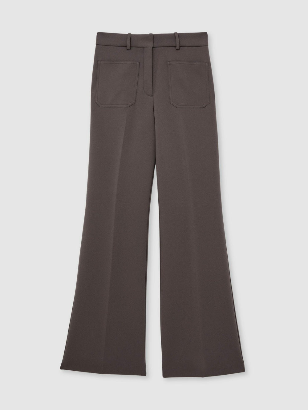 Reiss | Twill Patch-Pocket Flared Trousers in Mauve Neutral