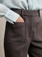 Reiss | Twill Patch-Pocket Flared Trousers in Mauve Neutral