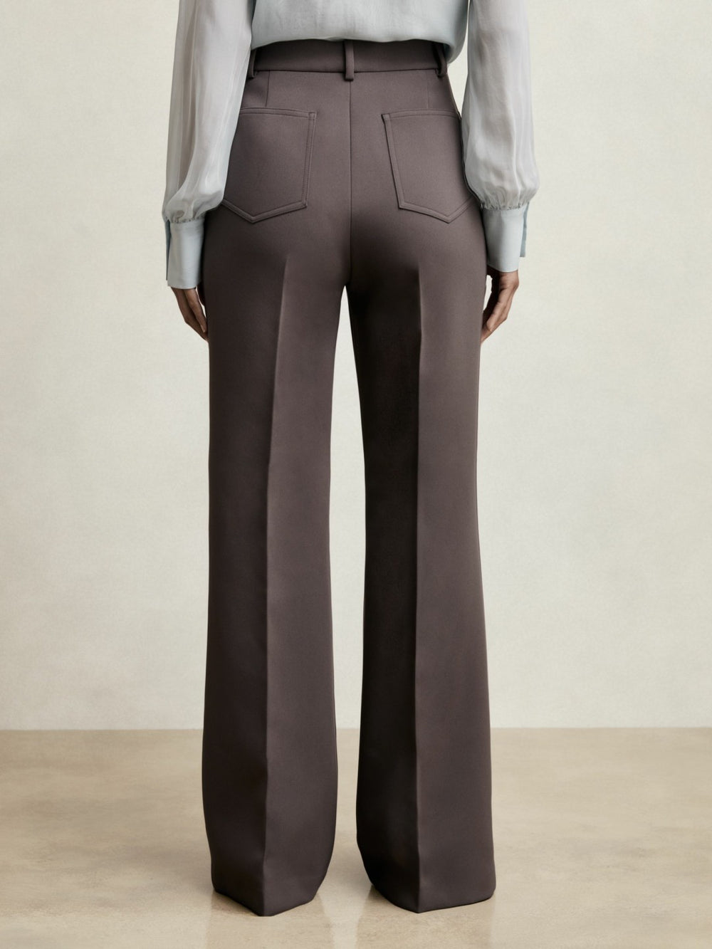 Reiss | Twill Patch-Pocket Flared Trousers in Mauve Neutral