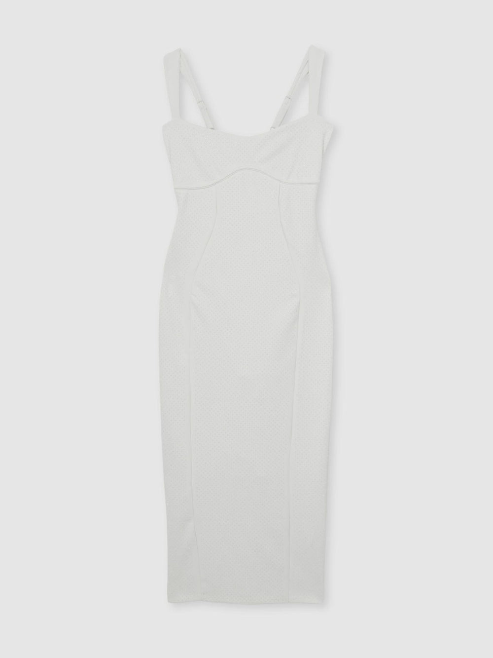 Reiss | Good American Scuba Crystal Midi Dress in White