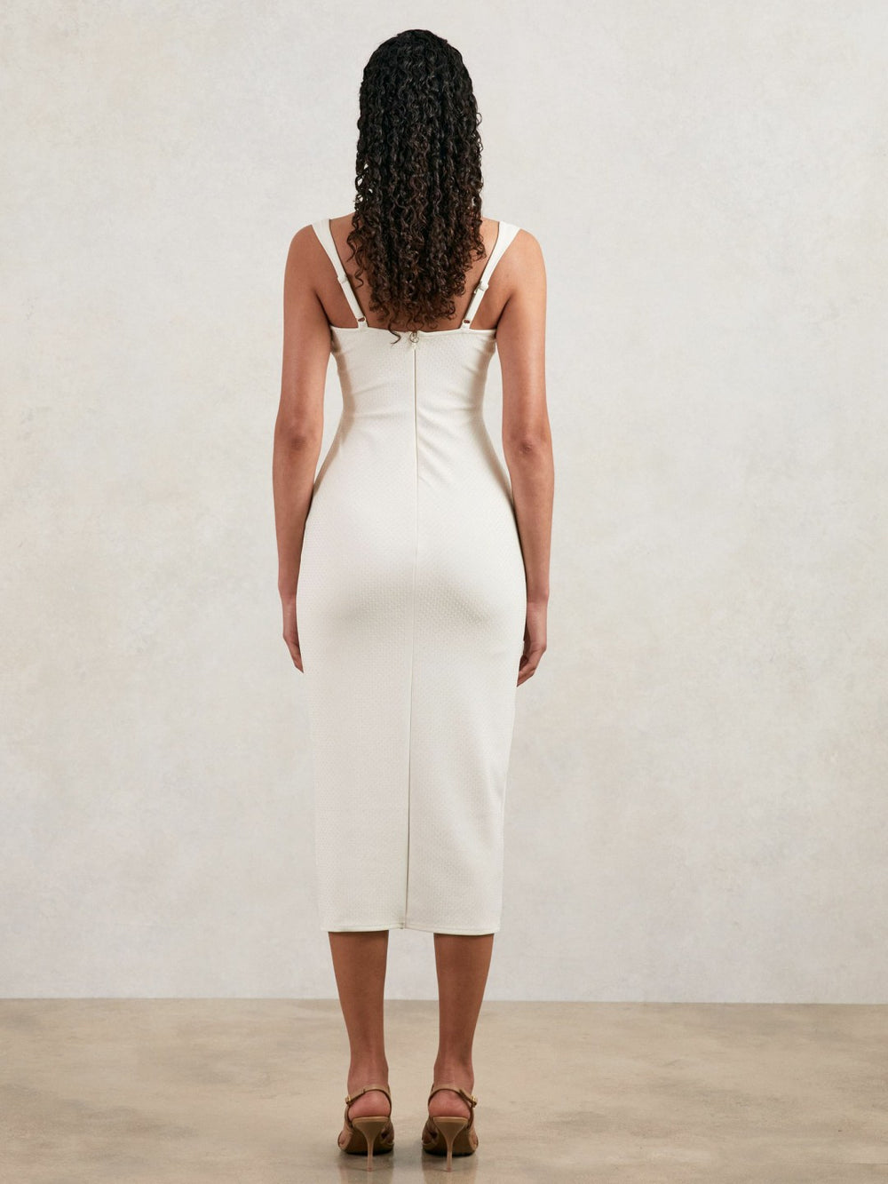Reiss | Good American Scuba Crystal Midi Dress in White