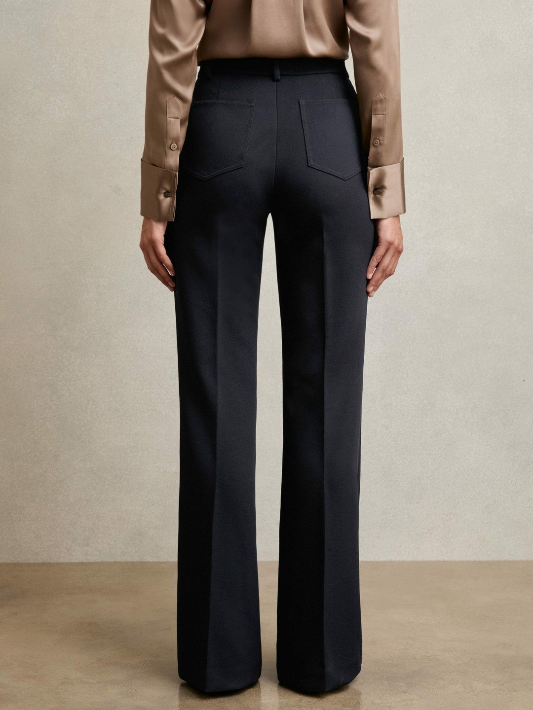 Reiss | Petite Twill Patch-Pocket Flared Trousers in Navy