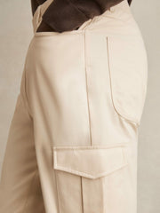 Reiss | Cotton-Lyocell Cargo Trousers in Light Stone