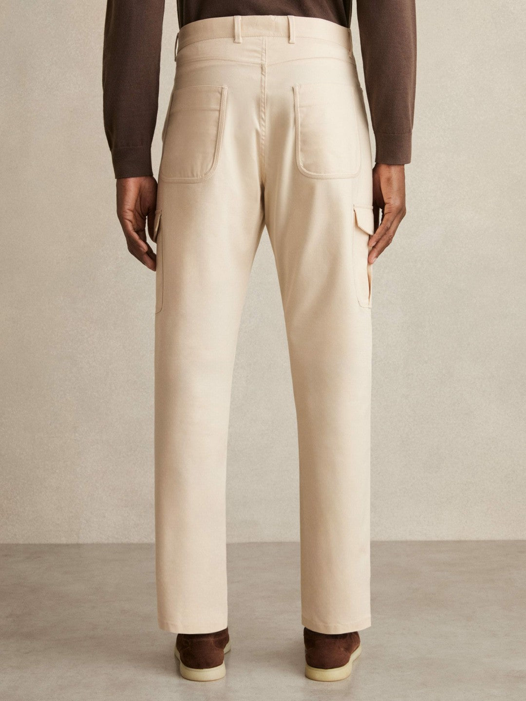 Reiss | Cotton-Lyocell Cargo Trousers in Light Stone