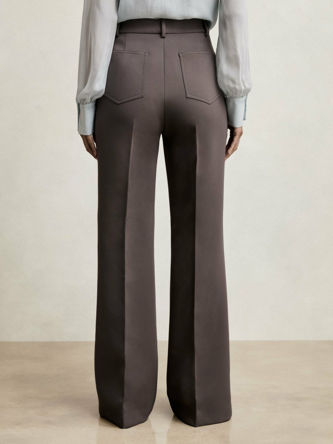 Reiss | Petite Twill Patch-Pocket Flared Trousers in Mauve Neutral