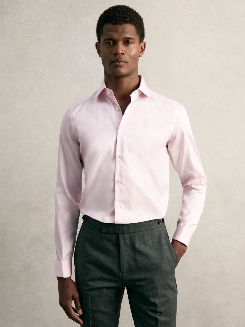 Reiss | Slim Fit Slim-Fit Cotton-Sateen Shirt in Pink
