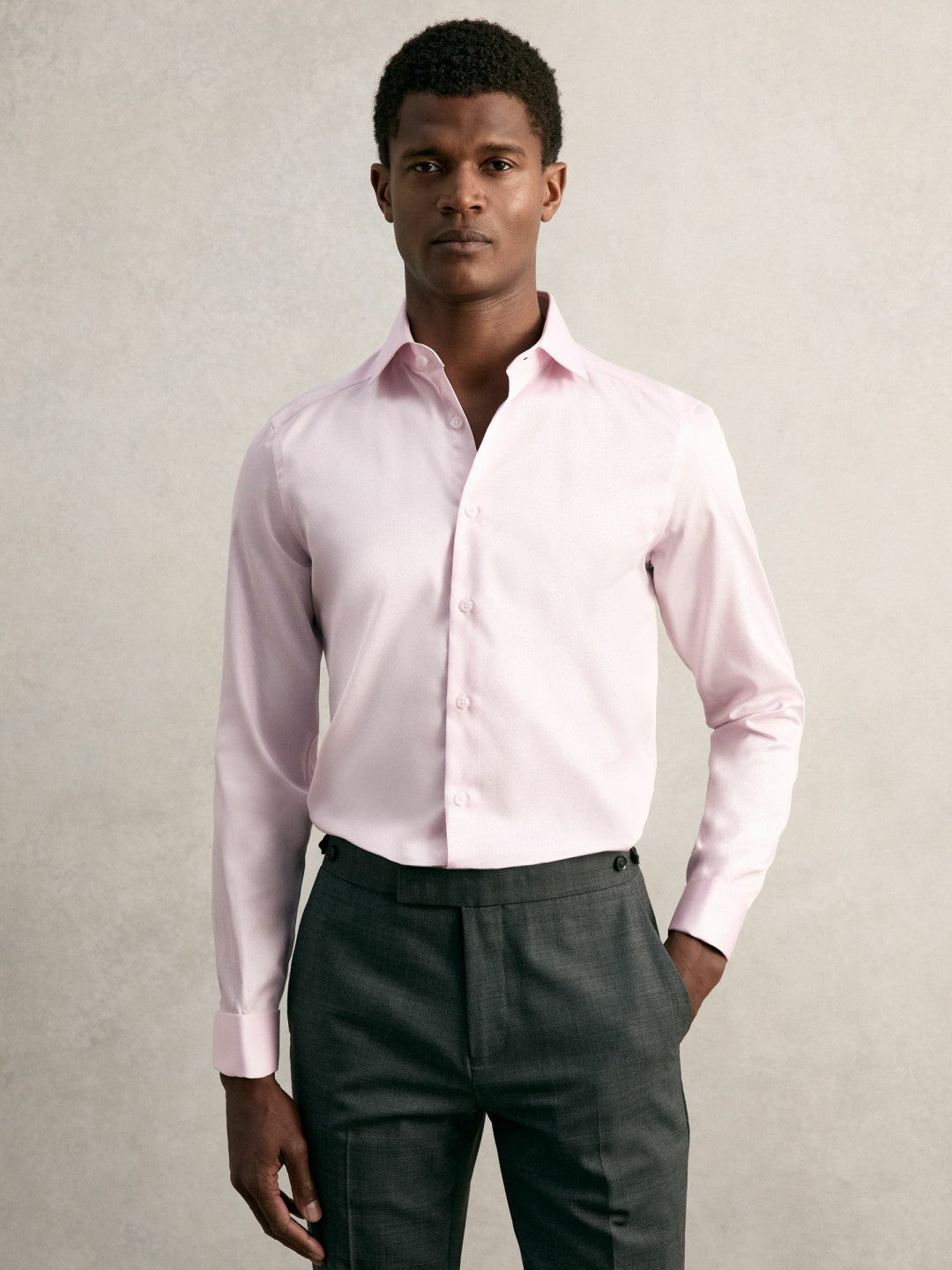 Reiss | Slim Fit Slim-Fit Cotton-Sateen Shirt in Pink