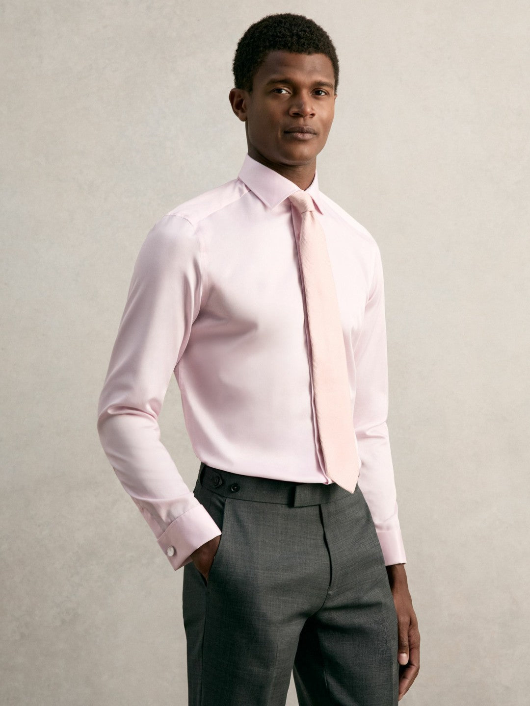 Reiss | Slim Fit Slim-Fit Cotton-Sateen Shirt in Pink