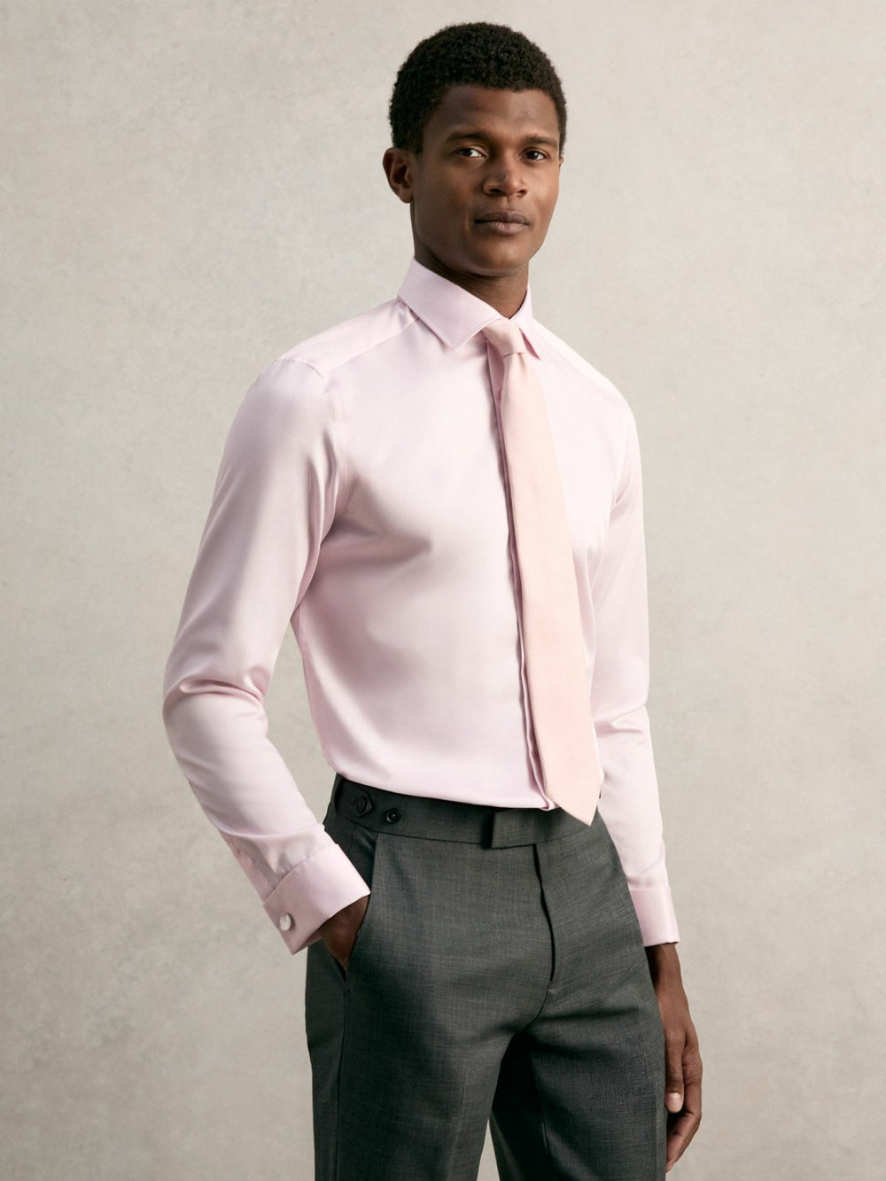 Reiss | Slim Fit Slim-Fit Cotton-Sateen Shirt in Pink