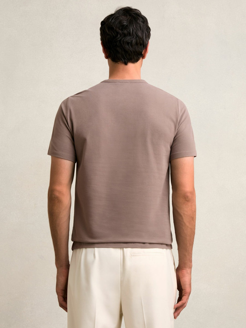 Reiss | Stretch-Cotton Crew-Neck T-Shirt in Taupe Brown