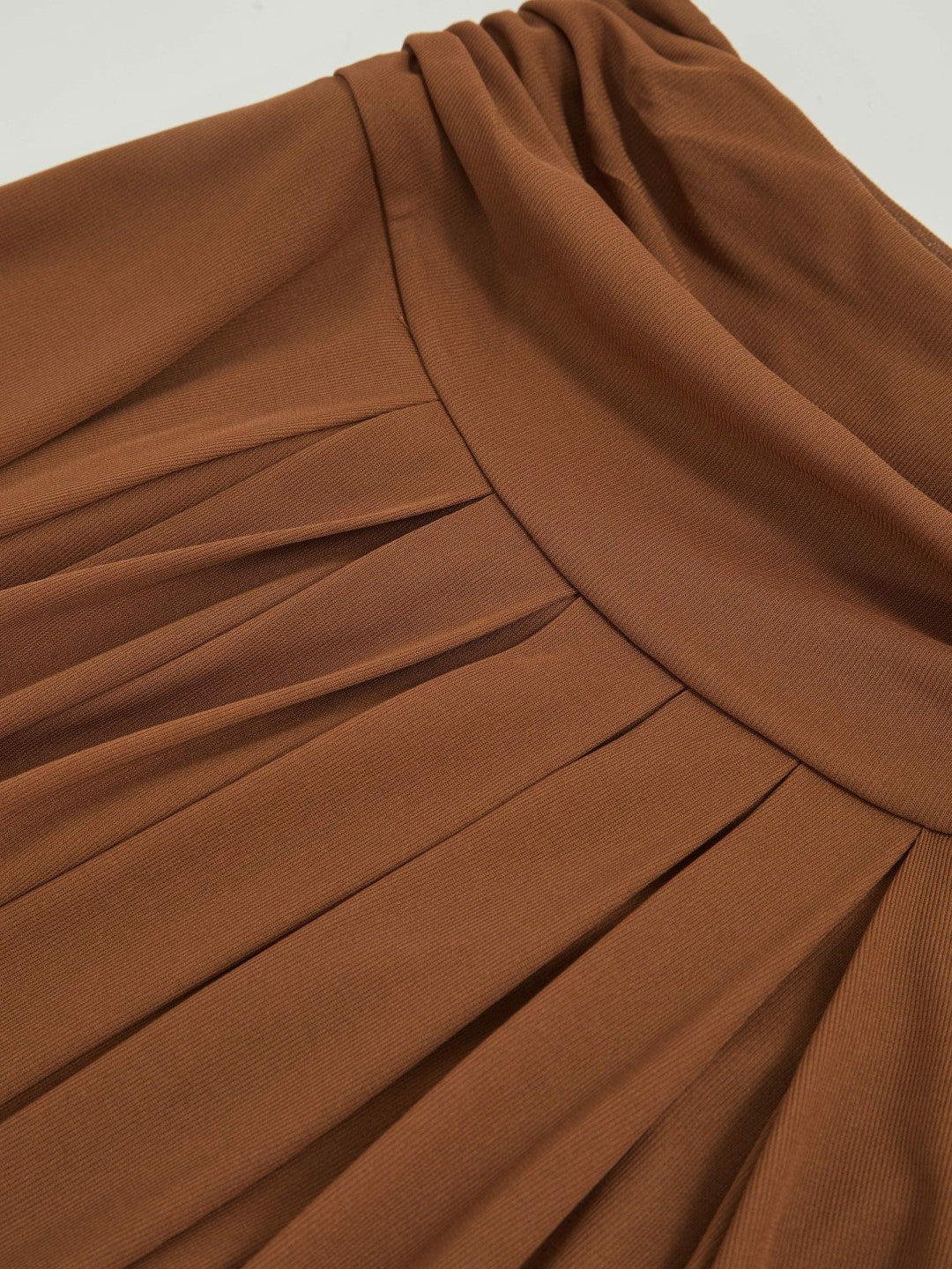 Reiss | Jersey Ruched-Waist Maxi Skirt in Tan Brown