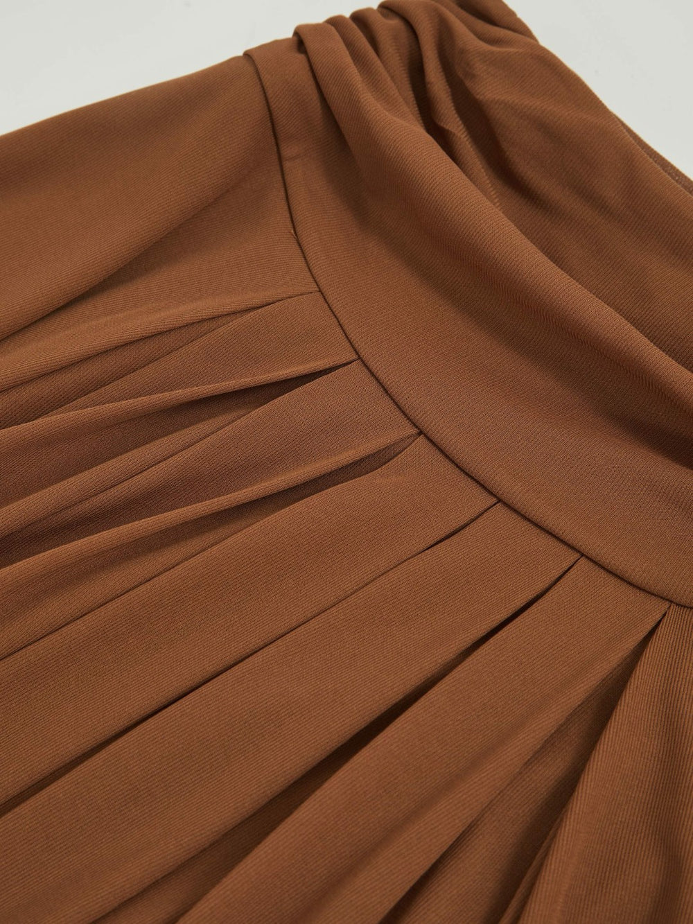 Reiss | Jersey Ruched-Waist Maxi Skirt in Tan Brown