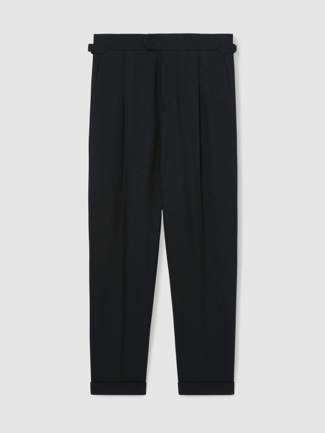 Reiss | Regular Fit Herringbone Trousers With Cotton in Navy