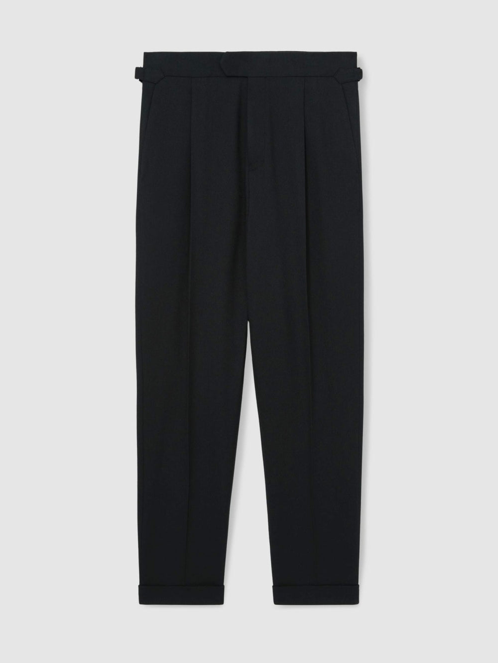 Reiss | Regular Fit Herringbone Trousers With Cotton in Navy