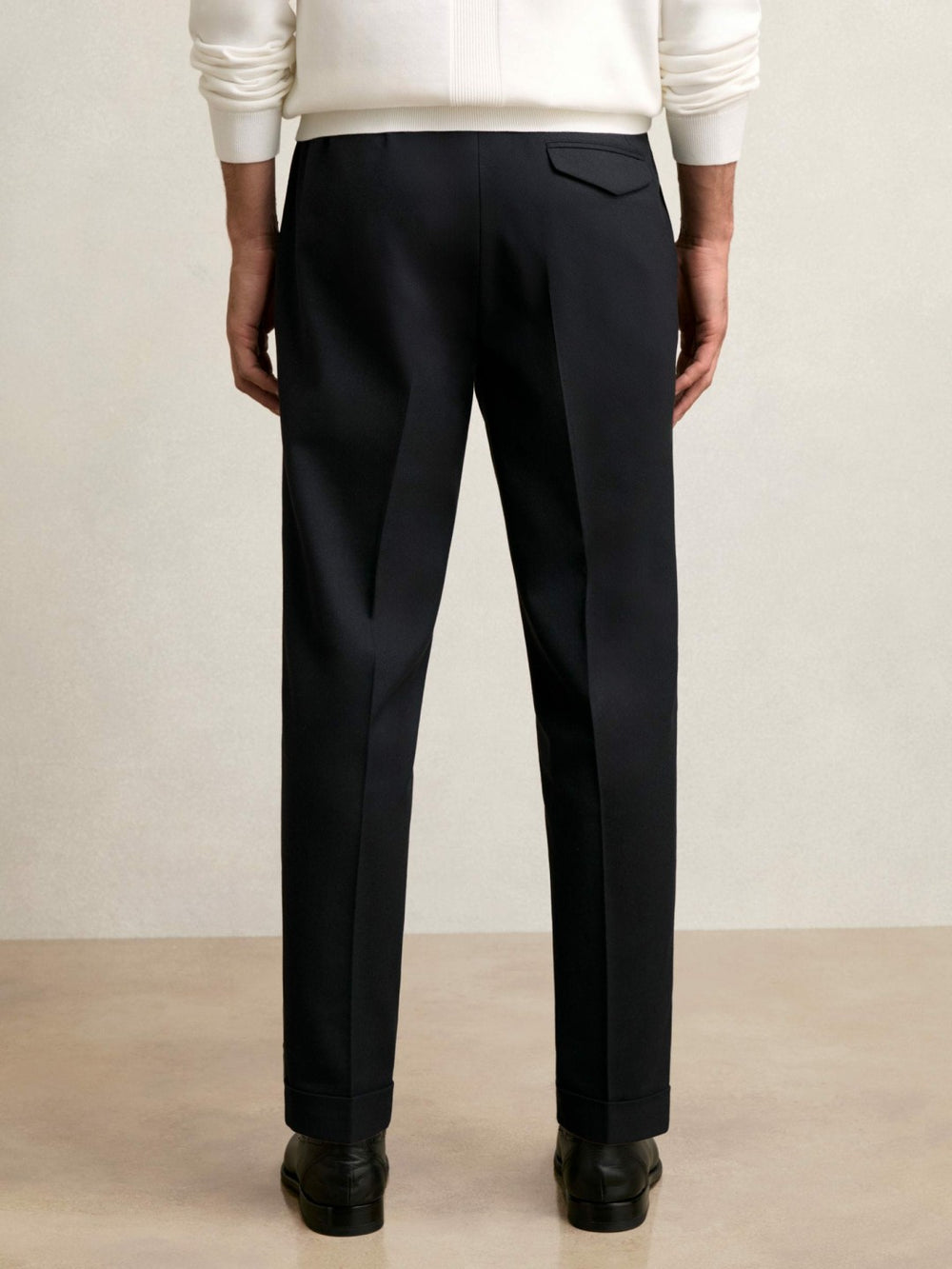 Reiss | Regular Fit Herringbone Trousers With Cotton in Navy