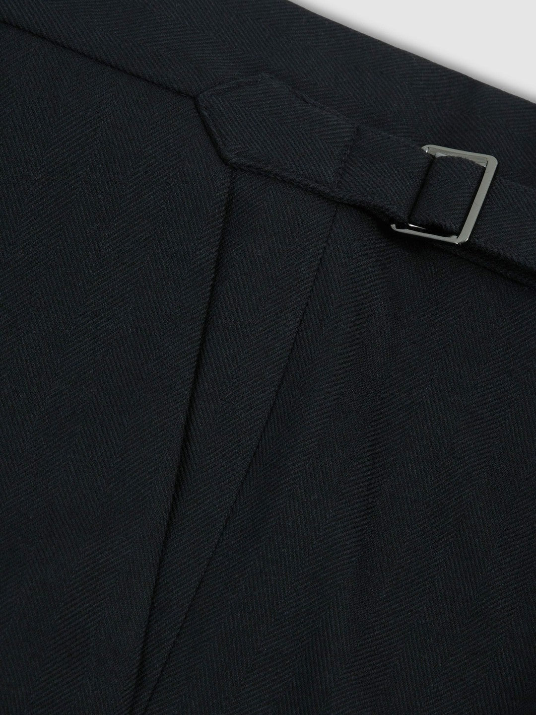 Reiss | Regular Fit Herringbone Trousers With Cotton in Navy