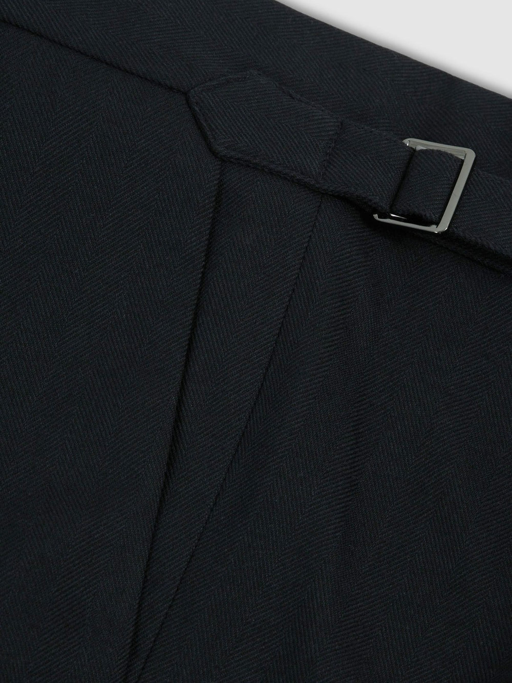 Reiss | Regular Fit Herringbone Trousers With Cotton in Navy