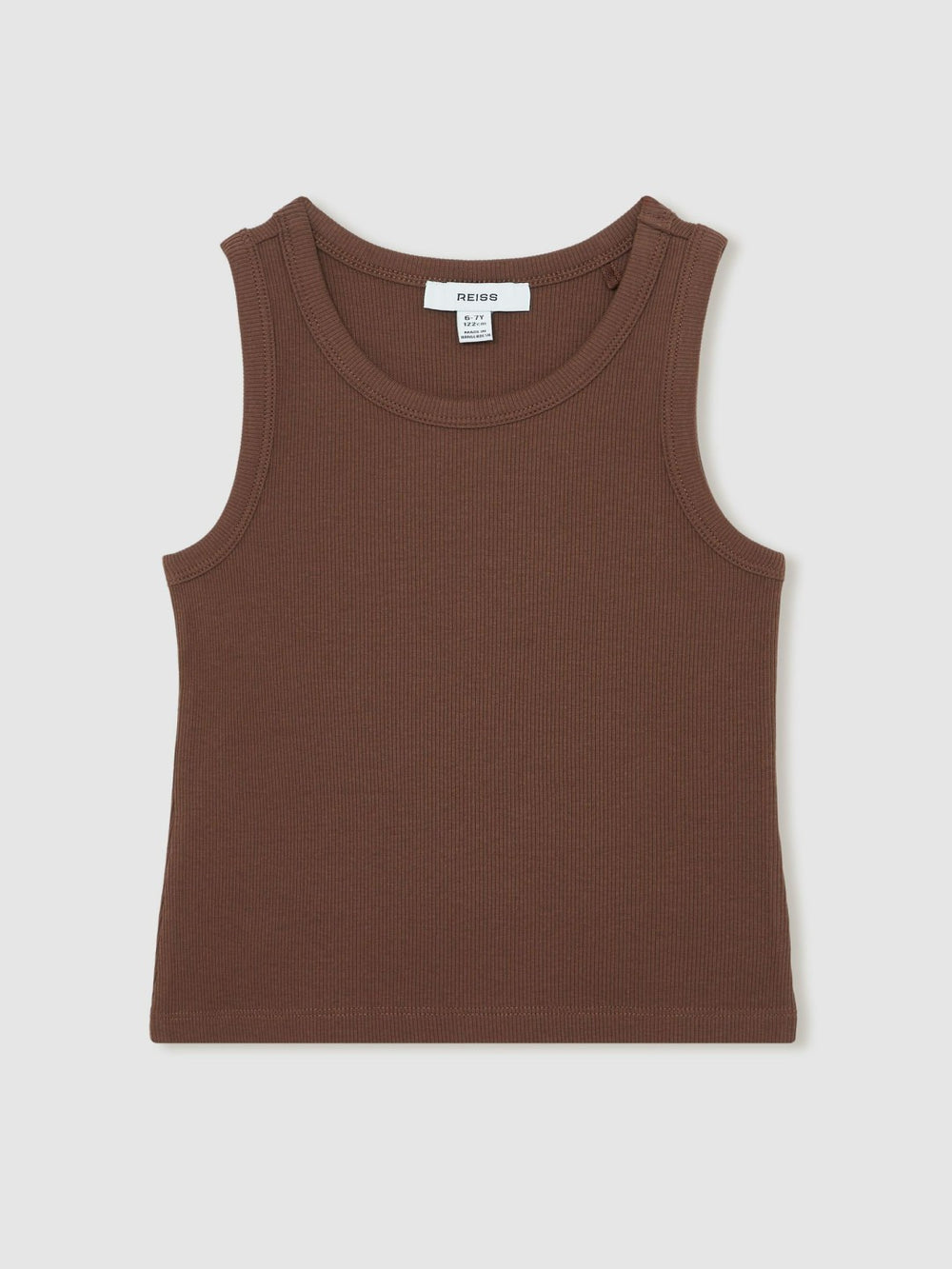 Reiss | 13-14 yrs Stretch-Cotton Ribbed Vest in Chocolate