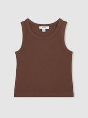 Reiss | 13-14 yrs Stretch-Cotton Ribbed Vest in Chocolate
