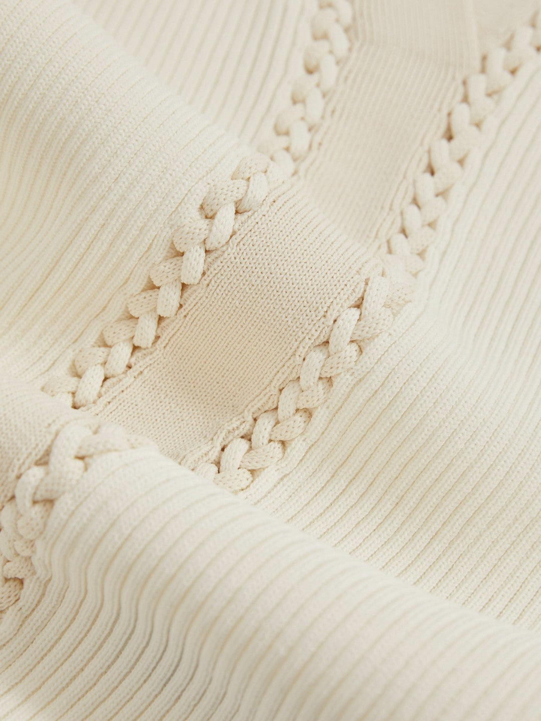 Reiss | Craft-Stitch Rib-Knit Vest in Ivory/Ecru