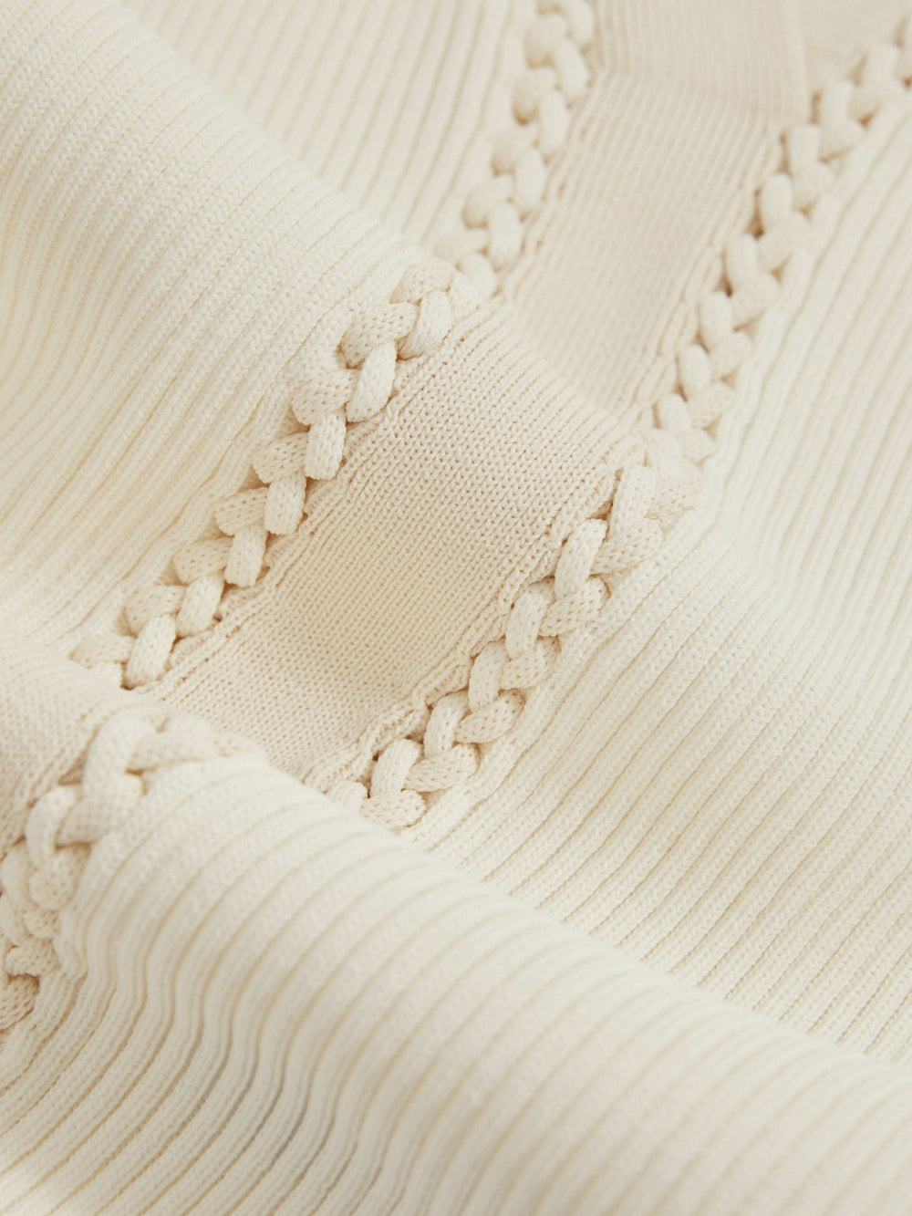 Reiss | Craft-Stitch Rib-Knit Vest in Ivory/Ecru