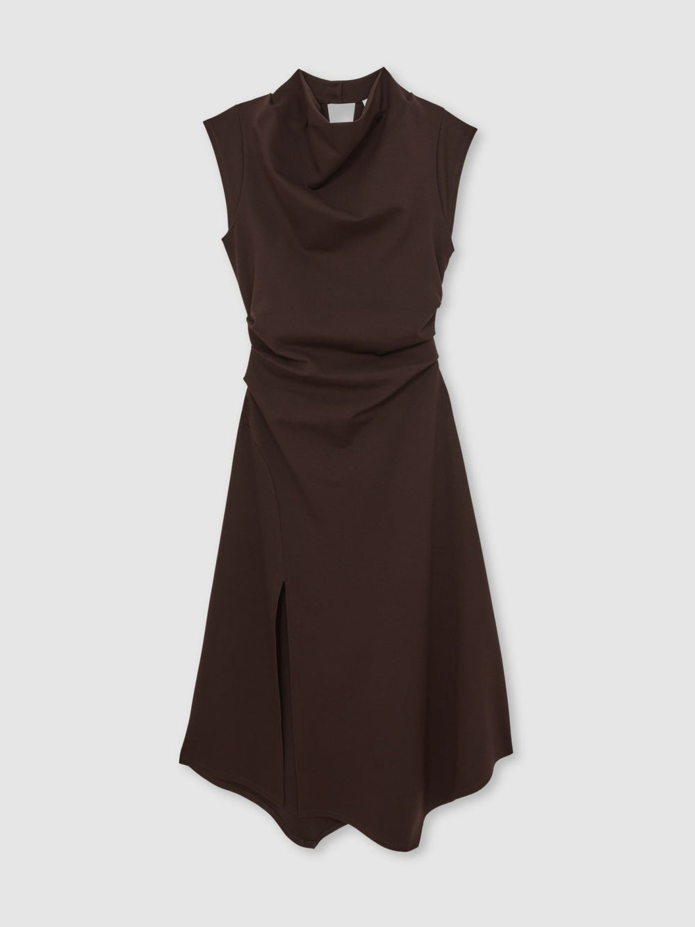 Reiss | Twill-Jersey Draped Midi Dress in Burgundy