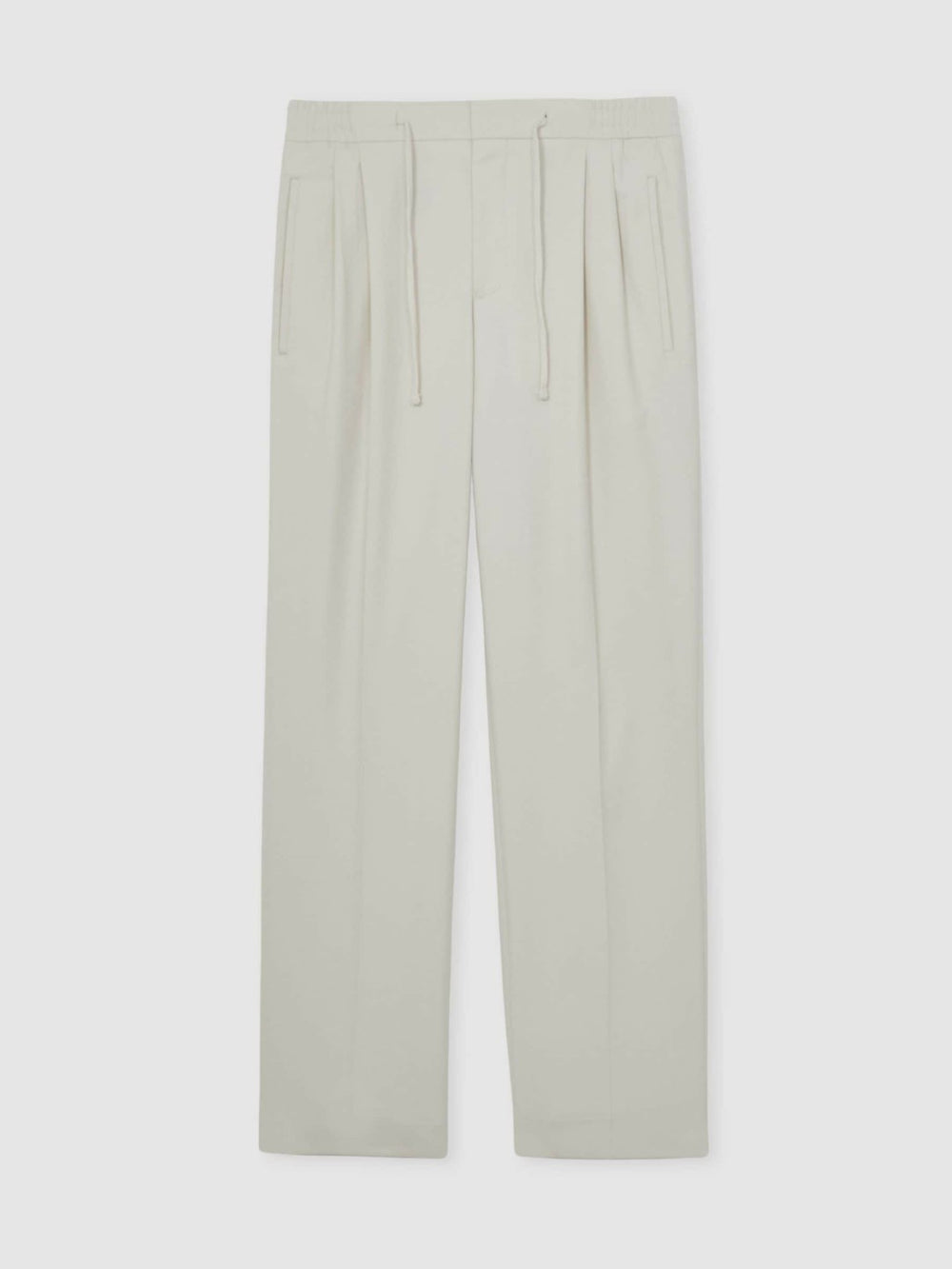 Reiss | Relaxed-Fit Twill Drawstring Trousers in Ecru
