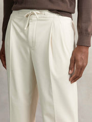 Reiss | Relaxed-Fit Twill Drawstring Trousers in Ecru