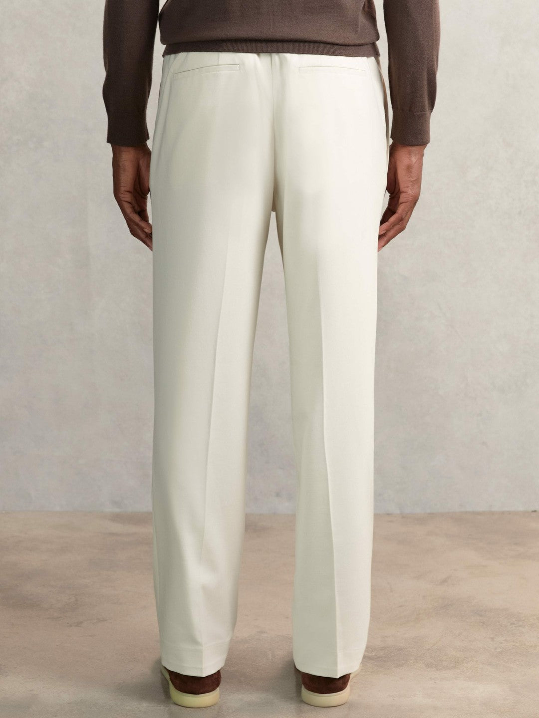 Reiss | Relaxed-Fit Twill Drawstring Trousers in Ecru