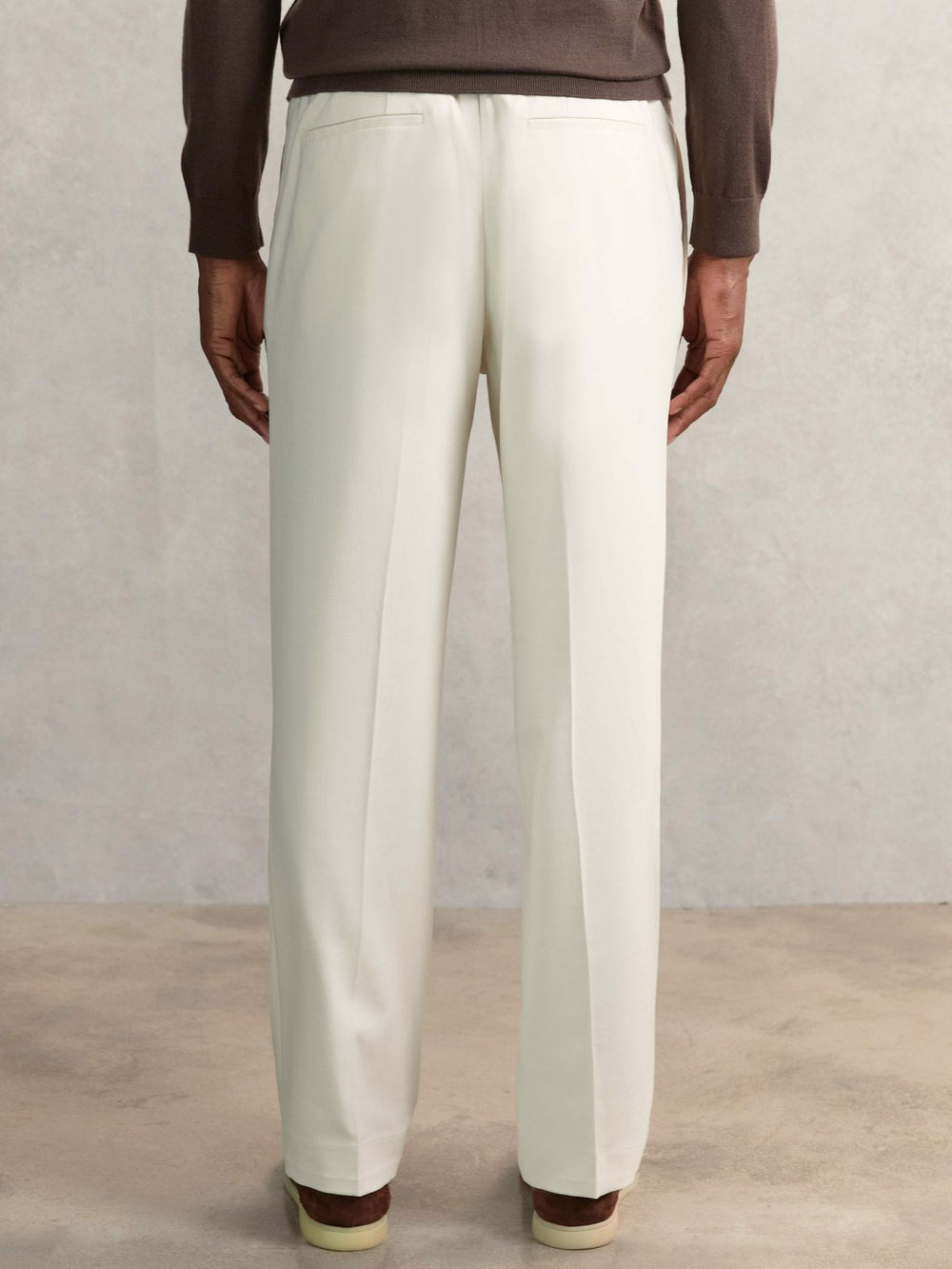 Reiss | Relaxed-Fit Twill Drawstring Trousers in Ecru