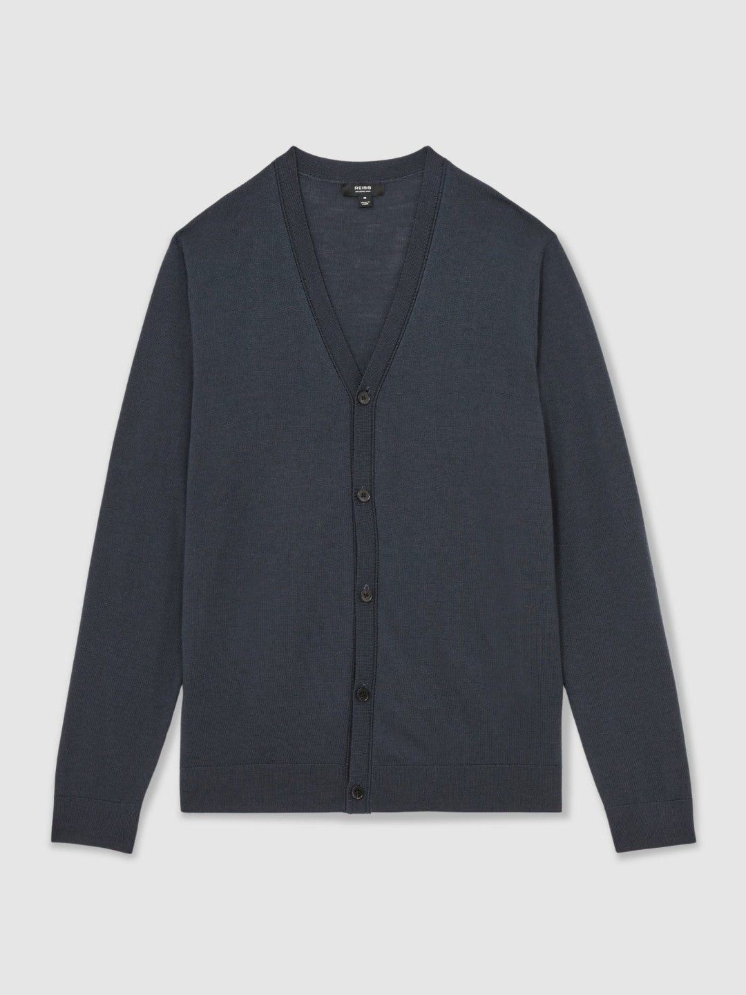 Reiss | Merino Wool Button-Through Cardigan in Midnight Navy